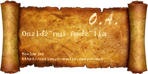 Oszlányi Amália névjegykártya
